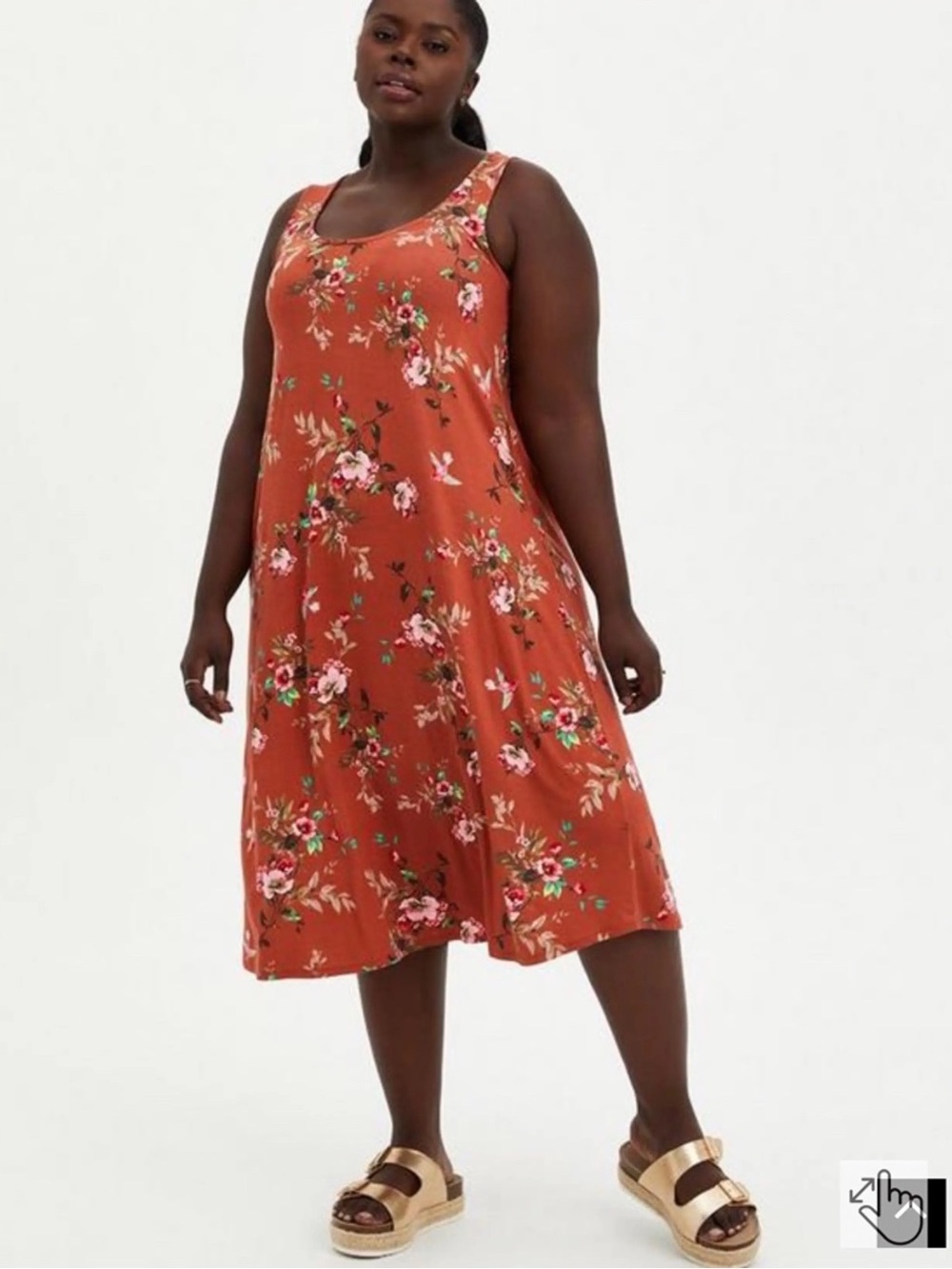 Torrid Sleeveless Floral Maxi Dress Rust Orange Size 1X